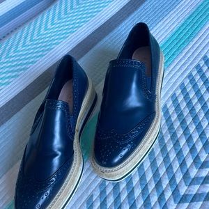 Navy blue platform loafers